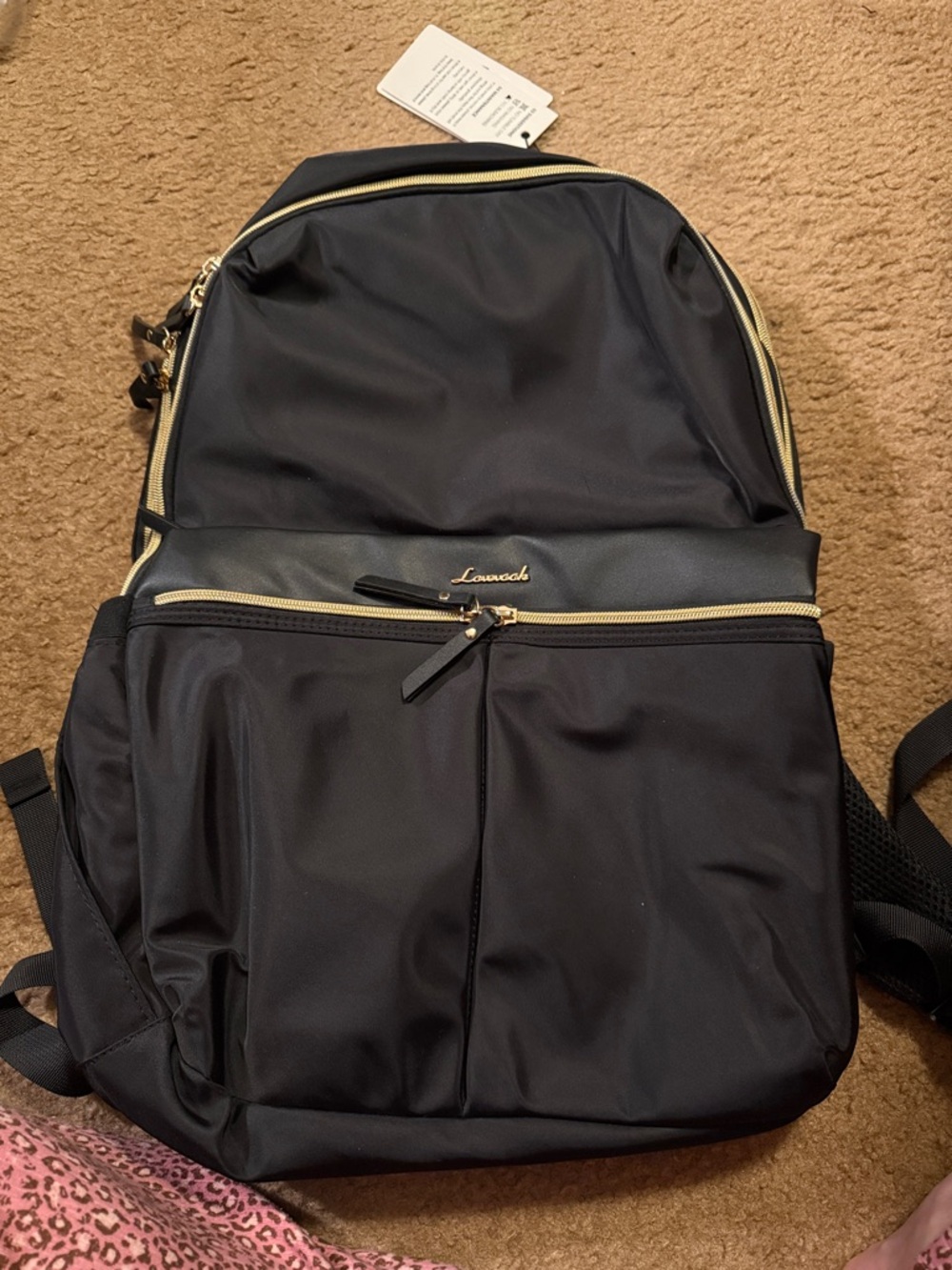 Lovevook Black Backpack with Gold Accents Large Capacity New with Tags